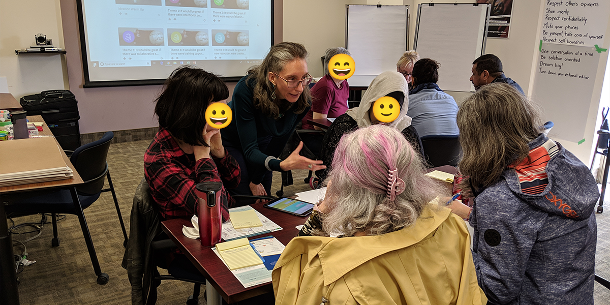 Ginny Santos facilitating a team workshop, Neole, Toronto